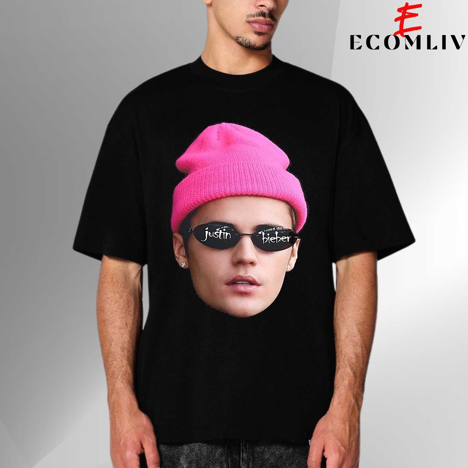 Justin Bieber Face Streetwear T-Shirt, Unisex Pop Star Shirt